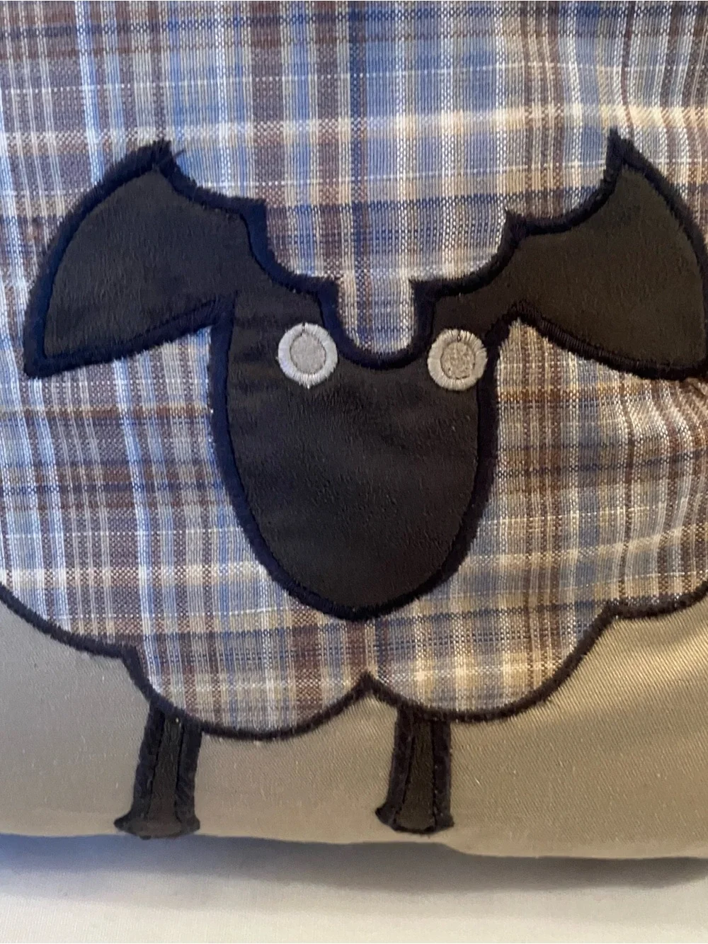 Woolrich Sheep Brown Throw Pillow Plaid Velvet Patchwork 20x20 Farmhouse Cottage